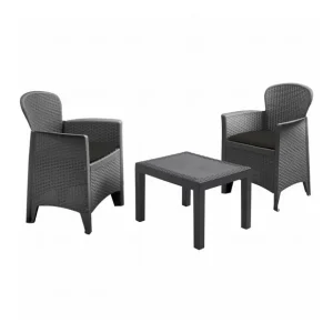 CONJUNTO AKITA 1 MESA 2 SILLAS COJINES INCLUIDOS Económico