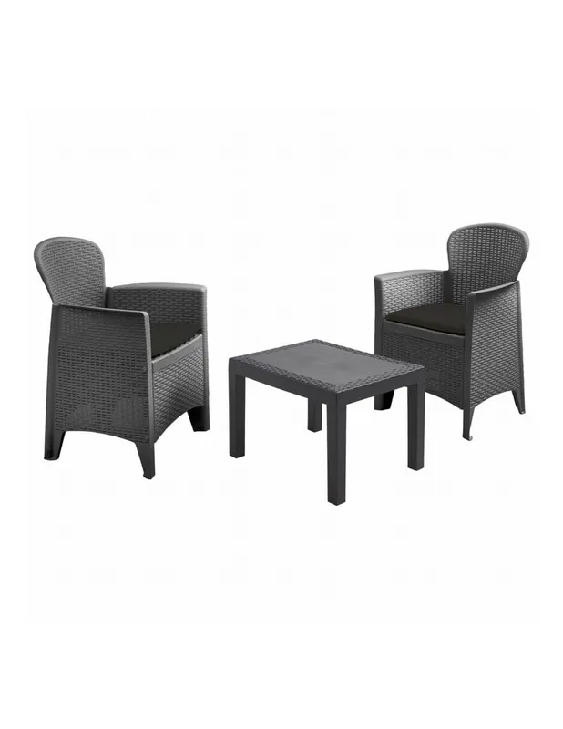CONJUNTO AKITA 1 MESA 2 SILLAS COJINES INCLUIDOS Económico