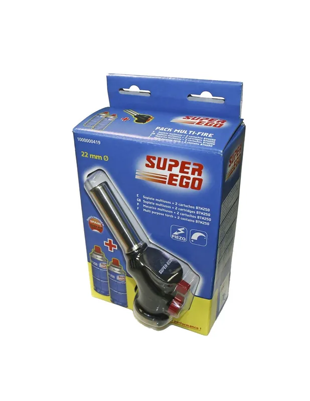 Oferta De Temporada SOPLETE GAS SUPER-EGO MULTIFIRE + 2 CARTUCHOS BTN 250