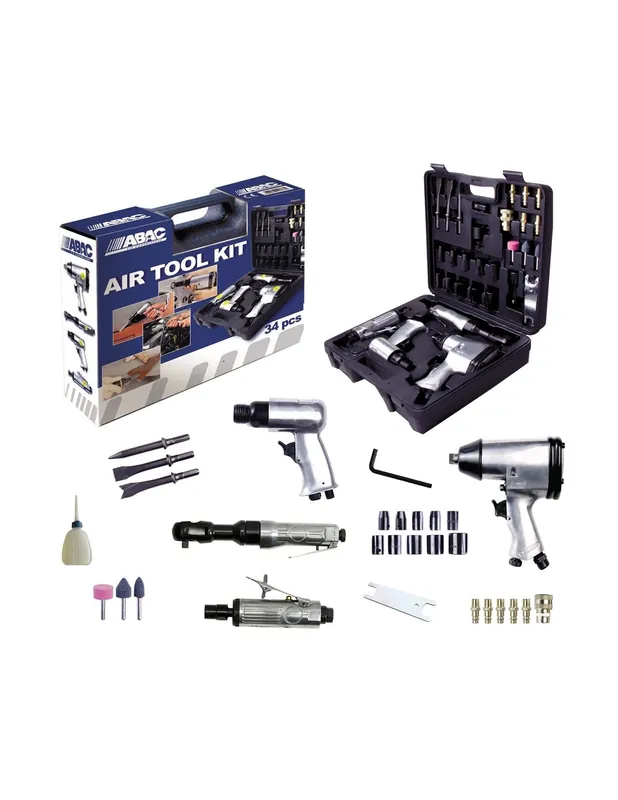 Hecho A Mano KIT HERRAMIENTAS NEUMATICAS AIR TOOL 34 PIEZAS