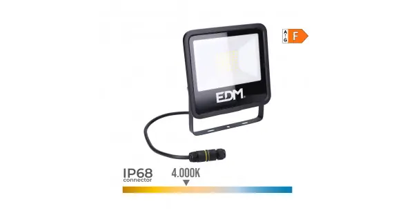 Mayoreo Foco proyector led 50 w 4000 lm 4000 k luz día, black series; 19,2 x 2,9 x 17,5 cm