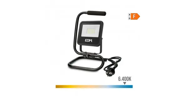 Foco proyector led con pie 30 w, 2370 lm, 6400 k, luz fria, black series; 22 x 21 x 32 cm Barato