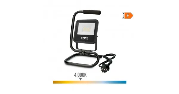 Foco proyector led con pie 30 w, 2370 lm, 4000 k, luz día, black series; 22 x 21 x 32 cm Envío Exprés