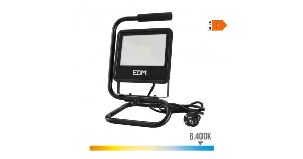 Oferta Foco proyector de led con pie 50 w 4000 lm 6400 k luz fría black series; 24 x 21 x 34 cm