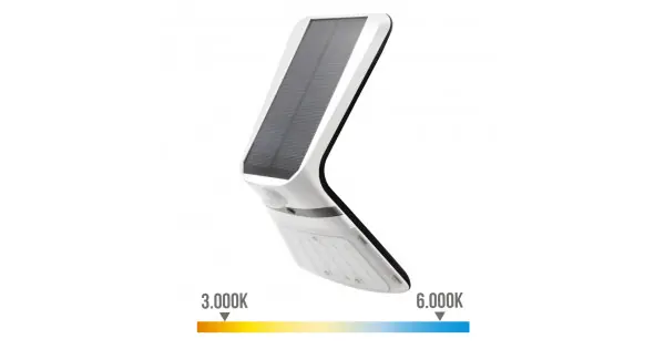Precio Reducido Aplique solar 3,5w 430lm recargable sensor presencia (2-8m) color blanco 10,5x13cm edm