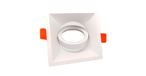 Aro halógeno basculante de empotrar, profundo, cuadrado, blanco, 90 x 90 x 42 mm Ordenar Ahora Mismo