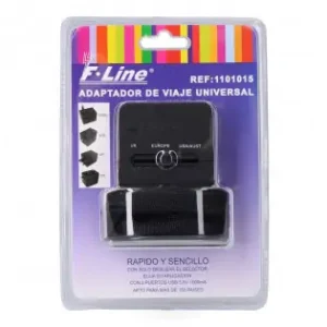Adaptador de viaje universal 2 usb; 3 clavijas eu, uk, usa/aus, negro, 45 x 55 x 60 mm Oferta De Temporada