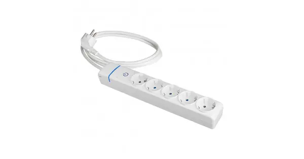 Súper Precio Prolongador con 5 tomas 2p+t, 16a 250v con interruptor luminoso, cable 1, 5 m.