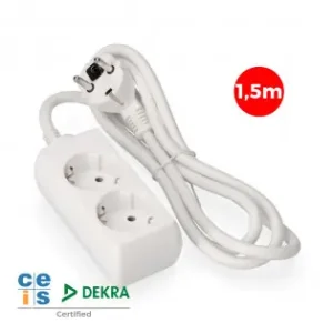 Últimas Unidades Prolongador con 2 tomas 2p+t, 16 a 250 v de cable h05vv-f 3g 1,5 m.