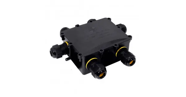 Profesional Caja de empalmes aerea para exterior estanca con 6 prensaestopas ip68 para exterior 13,5x11,5x4,7cm black series solera (retractilado) bk-6p