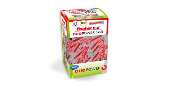 Taco duopower ø5 x 25 mm, caja 80 uds Lujoso