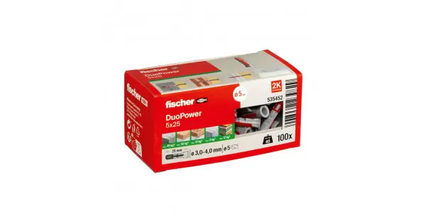 Disponible Ahora Taco duopower ø5 x 25 mm, caja 100 uds