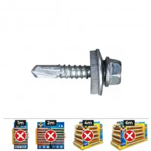 A Buen Precio Caja 250 uds. tornillo 7301 punta broca cabeza hexagonal sw8 ø 6,3x50 mm arandela de epdm ø16 cincado