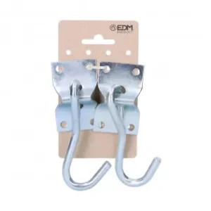 2 unid. placa con gancho colgador de hamaca 70x45mm cromo Súper Precio