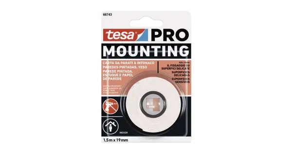 Cinta doble cara mounting pro especial pared pintada 19 mm x 1,5 m Marca Reconocida