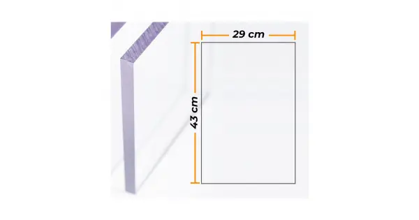 Placa policarbonato transparente 4mm - 29x43cm. Tendencia