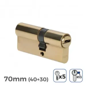 A Buen Precio Cilindro de latón 70mm (40+30mm) leva corta r13 con 5 llaves de seguridad incluidas