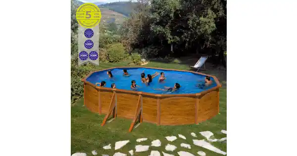 Piscina ovalada de pared de acero con chapa imitación madera 500 x 300 x 120 cm kit500w gre Garantía De Devolución De Dinero