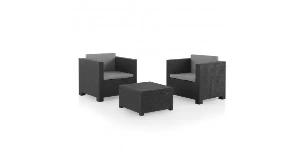 Conjunto jardin diva tete grafit sp berner 3 piezas antracita + cojines Certificado