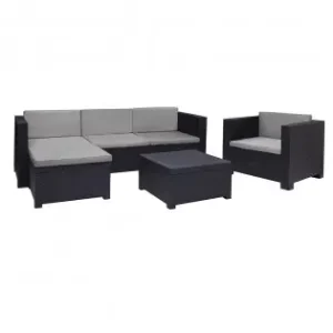 A Buen Precio Conjunto jardin manhattan grafito 3 piezas antracita + cojines