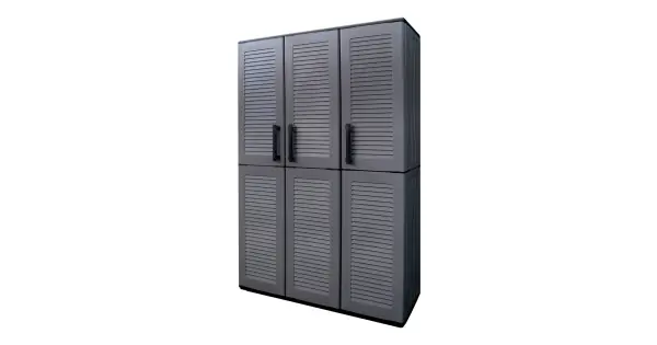 Garantía Incluida Armario alto con estantes y portaescobas línea easy de polipropileno gris oscuro 102 x 370 x 163 cm