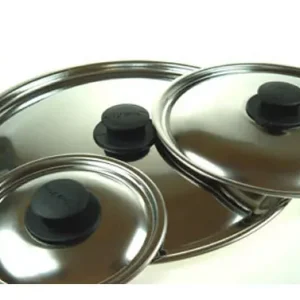 TAPA ACERO INOX POMO BAQUELITA 24 CM Lujoso