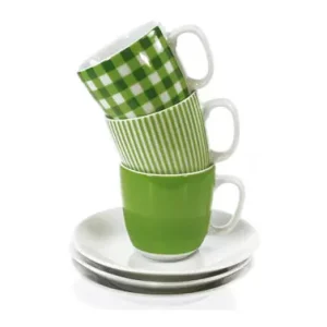 Envío Gratis TAZA CAFE CON PLATO RAYAS VERDES