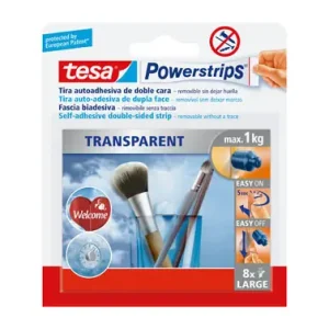 TIRA POWERSTRIPS GRANDE TRANSPARENTE BLISTER 8 UNIDADES Precio Económico
