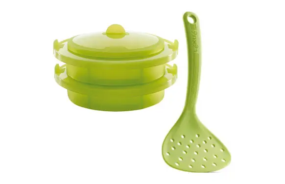 Compra Ahora VAPORERA 2 PISOS SILICONA VERDE+ESPUMADERA