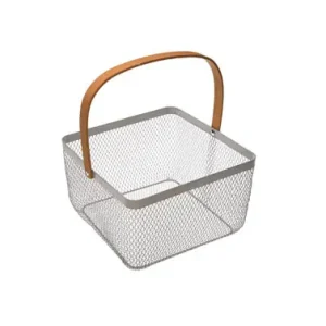 Original CESTA MULTIUSO/FRUTERO CUADRADAGRIS ASA DE MADERA