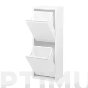 CONTENEDOR BASURA RECICLAJE METALICOBLANCO LACADO 2 COMPATIMENTOS Venta Final