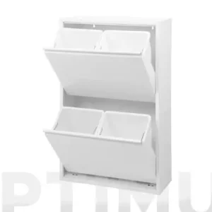 CONTENEDOR BASURA RECICLAJE METALICOBLANCO LACADO 4 COMPATIMENTOS Profesional
