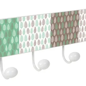 Máxima Calidad PERCHA PARED 4 POMOS METAL/PORCELANAHOJAS VERDE MARRON