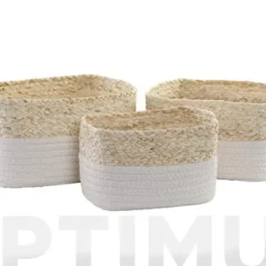 CESTAS MULTIUSOS FIBRA ALGODON SET 3 UNATURAL/BLANCO Auténtico