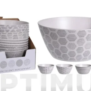 A Buen Precio ENSALADERA FIBRA BAMBU DECORADOØ25,5 X 11,5 CM GRIS