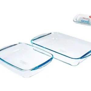 BANDEJA VIDRIO HORNO PYREX (SET 2 UDS)35 X 23 CM / 28 X 20 CM Súper Precio