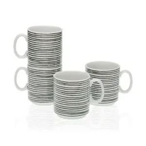 MUGS CERAMICA SET 4 UNIDADESBLACK LINE Precio De Oferta