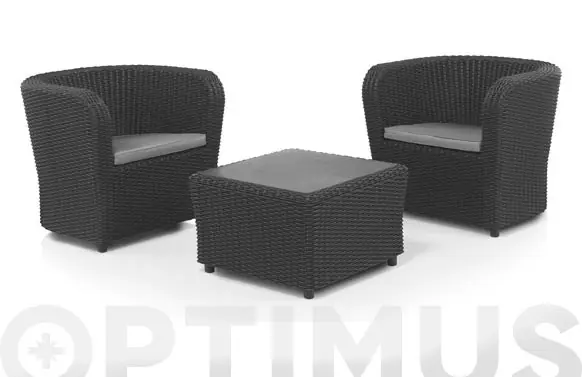 Favorito De Clientes CONJUNTO RATAN RESINA 2 SILLONES+MESA SET NOVA TETE A TETE GRAFITO