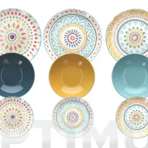 VAJILLA PORCELANA DECORADA18 PZAS MAYA - COLORS MIX Pedido Al Por Mayor
