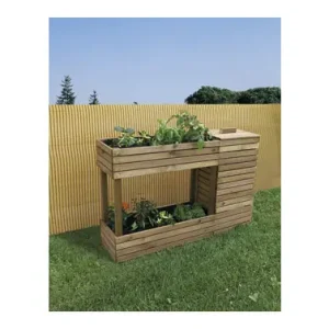 HUERTO URBANO EGAN CON COMPOSTADOR MADERA 35 X 120 X 80 CM Precio Económico