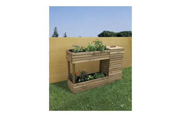 HUERTO URBANO EGAN CON COMPOSTADOR MADERA 35 X 120 X 80 CM Precio Económico