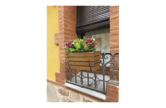 Garantía De Devolución De Dinero JARDINERA BALCON MADERA SOPORTE METALICO 44 X 15 X 19,5 CM