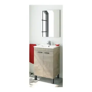 MUEBLE BAÑO 50 CM + ESPEJO ROBLE 80 X 50 X 40 CM Alta Calidad