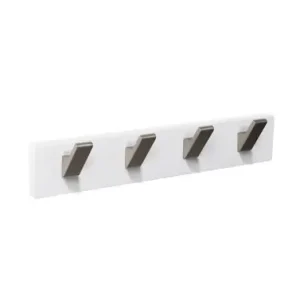 Nueva Colección PERCHA PARED MADERA BLANCA 4 GANCHOS INOX MATE