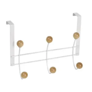 PERCHA SOBREPUERTA BLANCA 6 BOLAS HAYA NATURAL Envío Exprés