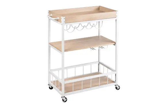 Garantía Incluida CARRITO DE COCINA RUSTICO BLANCO