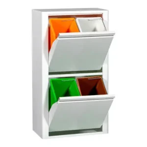 Artesanal CONTENEDOR BASURA SELECTIVO BLANCO MATE 4 COMPARTIMIENTOS