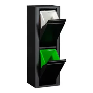 CONTENEDOR BASURA SELECTIVO NEGRO MATE 2 COMPARTIMIENTOS Oferta De Temporada