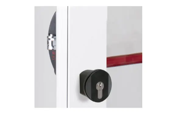 Garantía Incluida POMO PUERTA ANTIPANICO 7078 EJES 43MM EXTERIOR FIJO, CON LLAVE, NEGRO