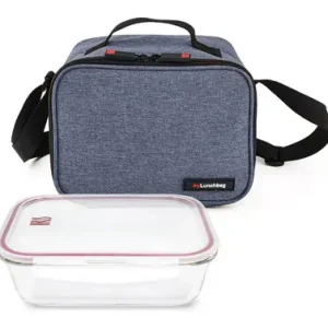 BOLSA PORTA ALIMENTOS ON THE GO AZUL + CONTENEDOR VIDRIO 0,840 ML Exclusivo